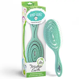 Knot Genie Mother Earth Detangling Brush | Eco-Friendly & Biodegradable Hair Brush | Gentle, Easy Detangling for All Hair Types