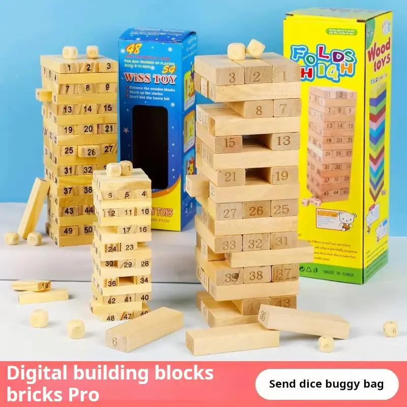 52-Piece Number Stacking Blocks, Domino Building Blocks, Kids Stacking Early Learning Math Toy