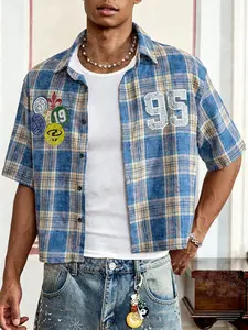 Men's Fashion Summer Retro Gingham Short Sleeve Shirt, Casual Slim Fit, Button Front, Perfect for Daily Wear, Parties, Outdoor Activities