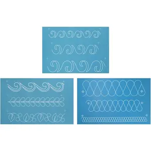 Easy Border Bundle Pack of 3 Stencils for Free Motion Domestic Machine Hand Long-Arm Quilting