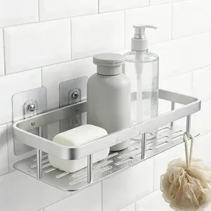 Rustproof Adhesive Shower Shelf, Heavy Duty Bathroom Organizer No Drilling, Wall Mount Storage for Shampoo, Conditioner and Soap