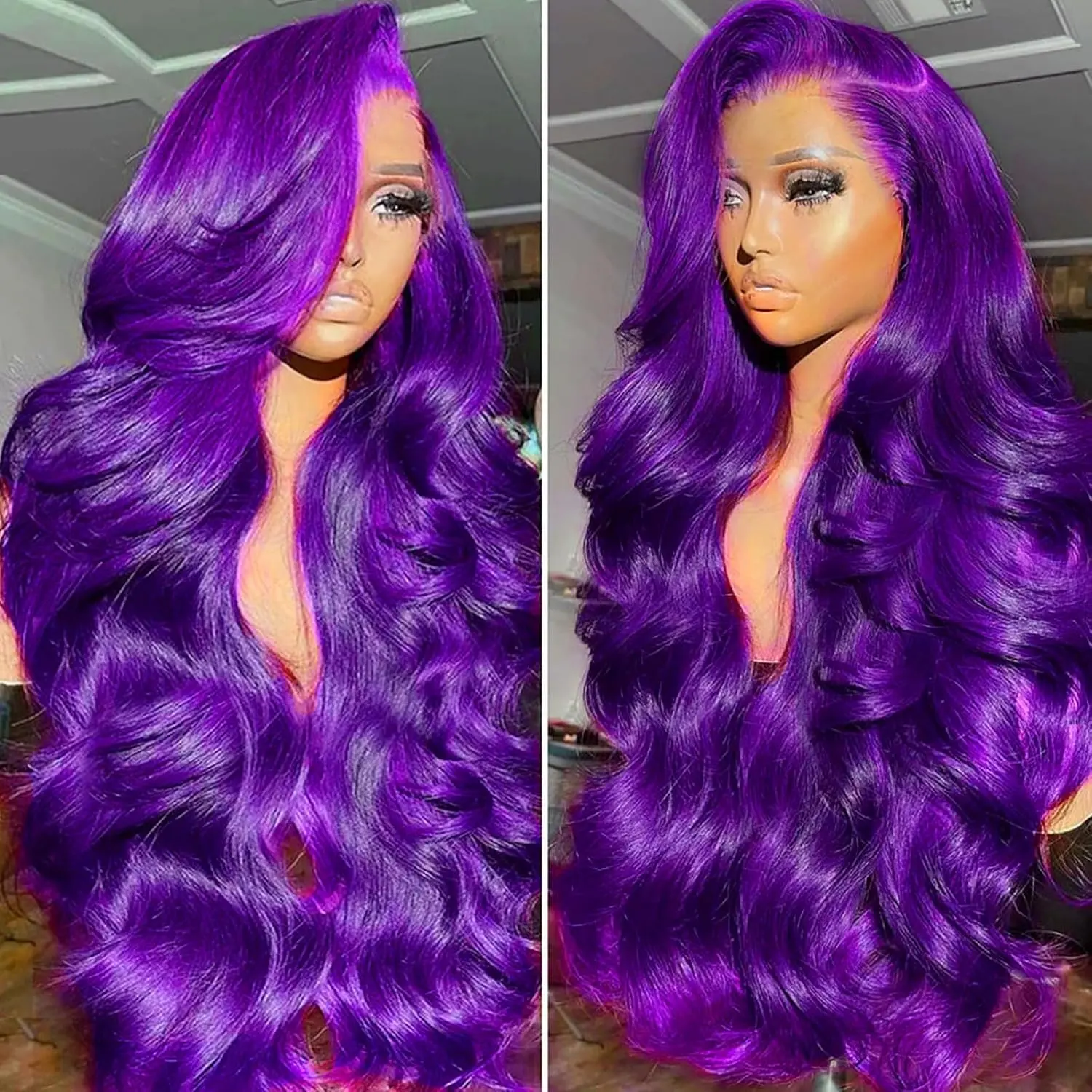 Purple Synthetic Body Wave Lace Front Wig