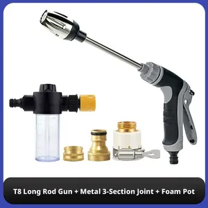 High Pressure Car Wash Spray Gun with Foam Cannon, Long Wand Heavy Duty Hose Nozzle for Vehicle & Yard Cleaning