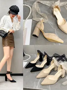Women's Elegant Bow Decorated High Heel Shoes, Fashionable Pointed Toe Heeled Shoes for Party, Daily Clothing Decor for Women & Girls, Footwear