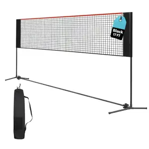 Portable Volleyball Badminton Net Height Adjustable 2.79-5.1FT, Heavy Duty Multi-Purpose Sports Net with Carry Bag & Ground Stakes, Easy Setup for Backyard Beach Pool Indoor Outdoor Games