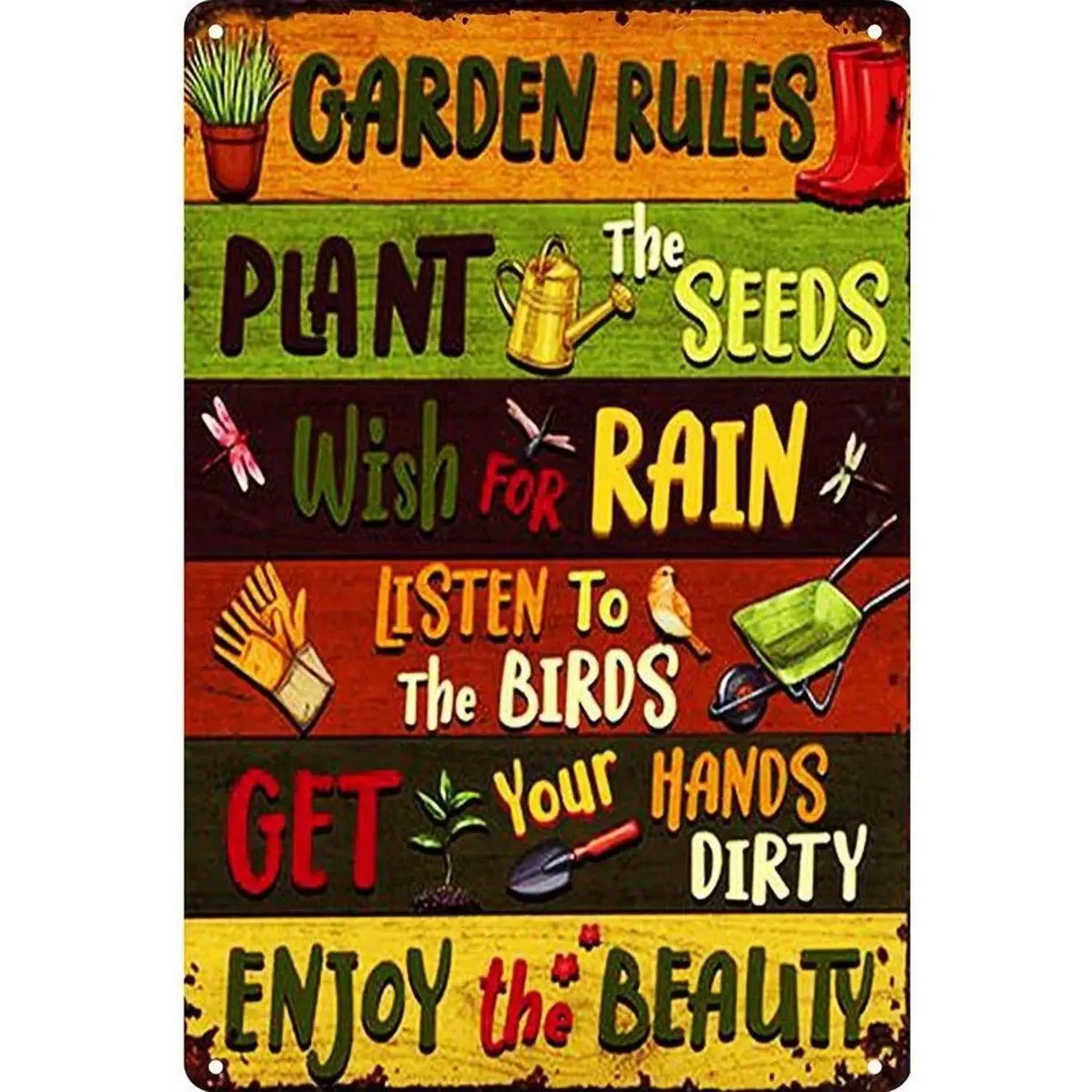 Tin Metal Wall Decor Vintage Rustic Sign for Bathroom Toilet Powder Room Home Wall Art Multi Purpose Decorative Plaque