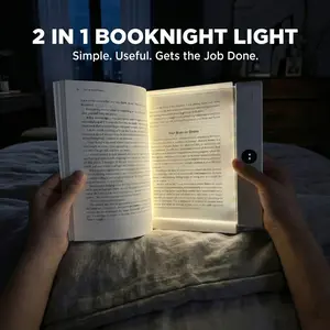 Smart LED Reading Light, Rechargeable Full Page Lamp, 3 Colors, Timer, Adjustable Brightness, Portable Book Light, Acrylic Night Light