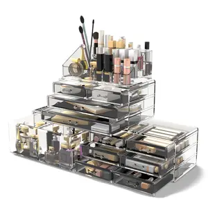 Makeup Cosmetic Organizer Drawers Display Boxes Case with 12 Drawers(Clear)