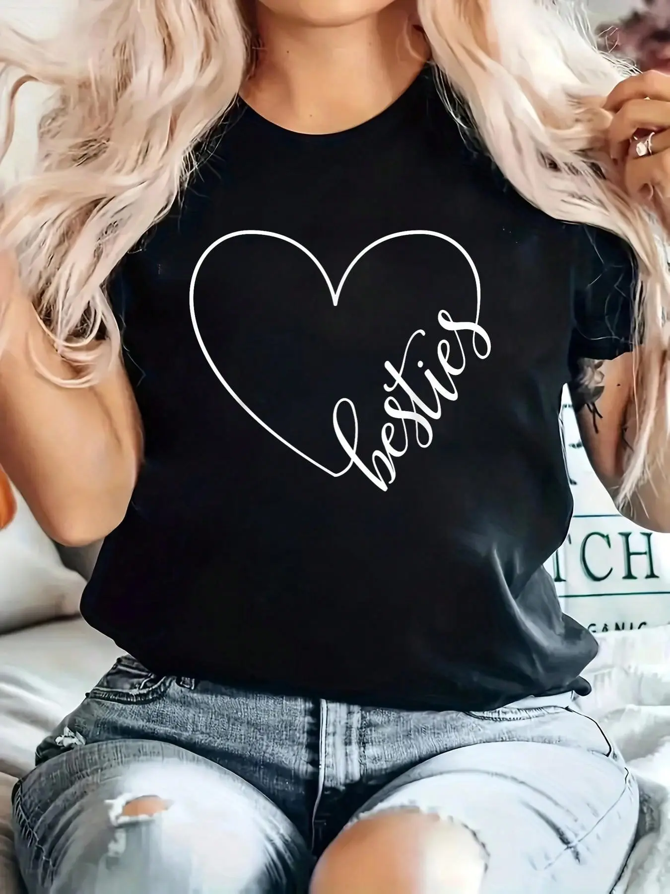Besties BFF Matching T-Shirts _ Heart Friendship D