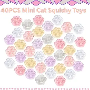 40PCS Mini Cat Squishies Toys - Kawaii Mochi Fidgets Squishies, Stress & Anxiety Relief Toys, Party Favors for Kids