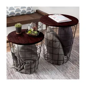 Lavish Home 2 Nesting Tables with Storage RoundTables