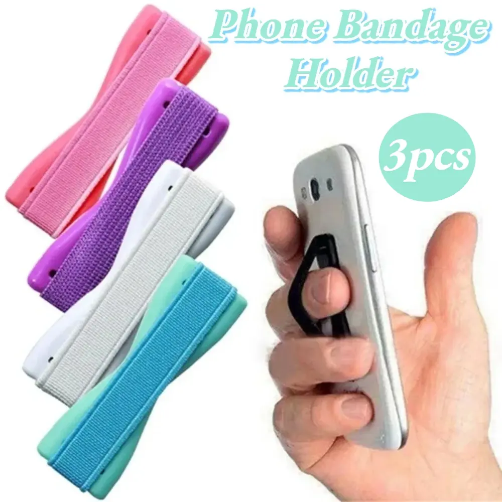 3pcs mobile phone holder with back straps, Adhesive Cellphone Holder, strap holder with hand straps, self-adhesive ring holder, mini portable phone holder, elastic rope ring sleeve holder, Cell Phone Accessory