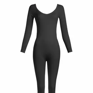 Women's Black Jumpsuit - Long Sleeve, Scoop Neck, Slim Fit, Versatile for Casual Wear