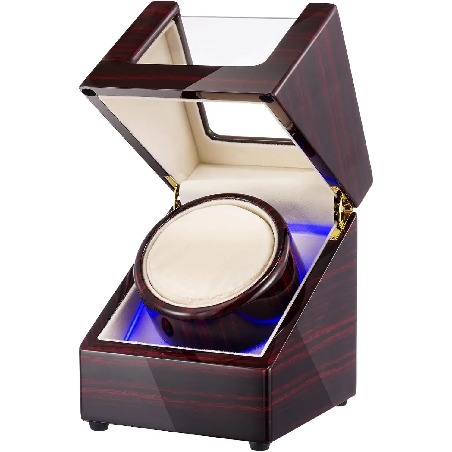 Watch Winders For Automatic Watches,Automatic Watch Winder with Quiet ,Single Watch Winder Box With Led Light,Soft and  watch pillow, Watch Winder for rolex ,with a high-end piano lacquer appearance,
