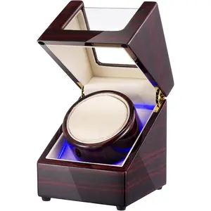 Watch Winders For Automatic Watches,Automatic Watch Winder with Quiet ,Single Watch Winder Box With Led Light,Soft and  watch pillow, Watch Winder for rolex ,with a high-end piano lacquer appearance,