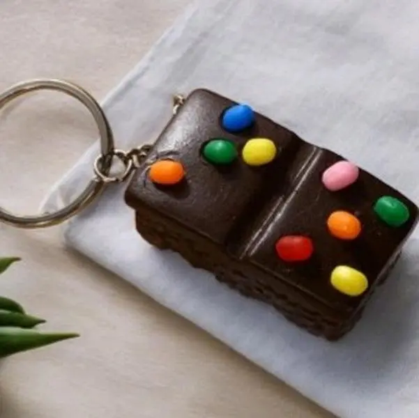 Cosmic Brownie Keychain, Food Keychain, Snack Keychain, Novelty Keychain handmade