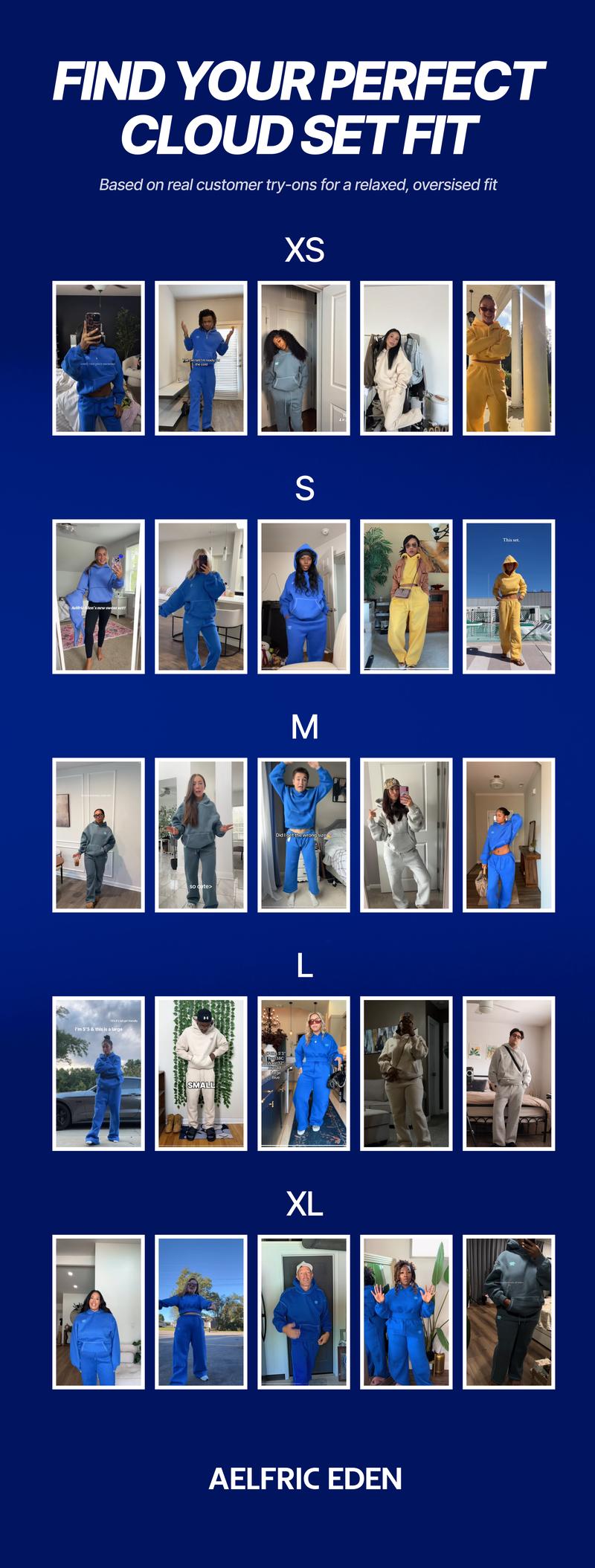 AELFRIC EDEN Cloud Classic Unisex 2 Piece Set Oversized Hoodie & Baggy Sweatpants Y2K Lounge Sweatsuit