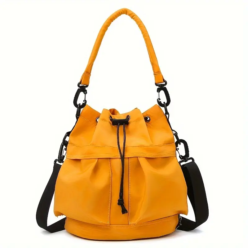 BIGWIG Women's Chic Solid Nylon Crossbody Purse - Large Capacity Drawstring Shoulder Bag with Adjustable Strap for Daily Use, Bags for Women, Adjustable Strap Bag