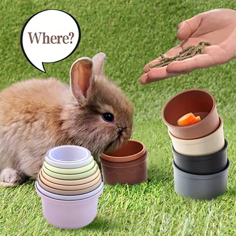 1set/8pcs Stacking Cups For Rabbits, Colorful Bunny Toys Reusable Bunny ...