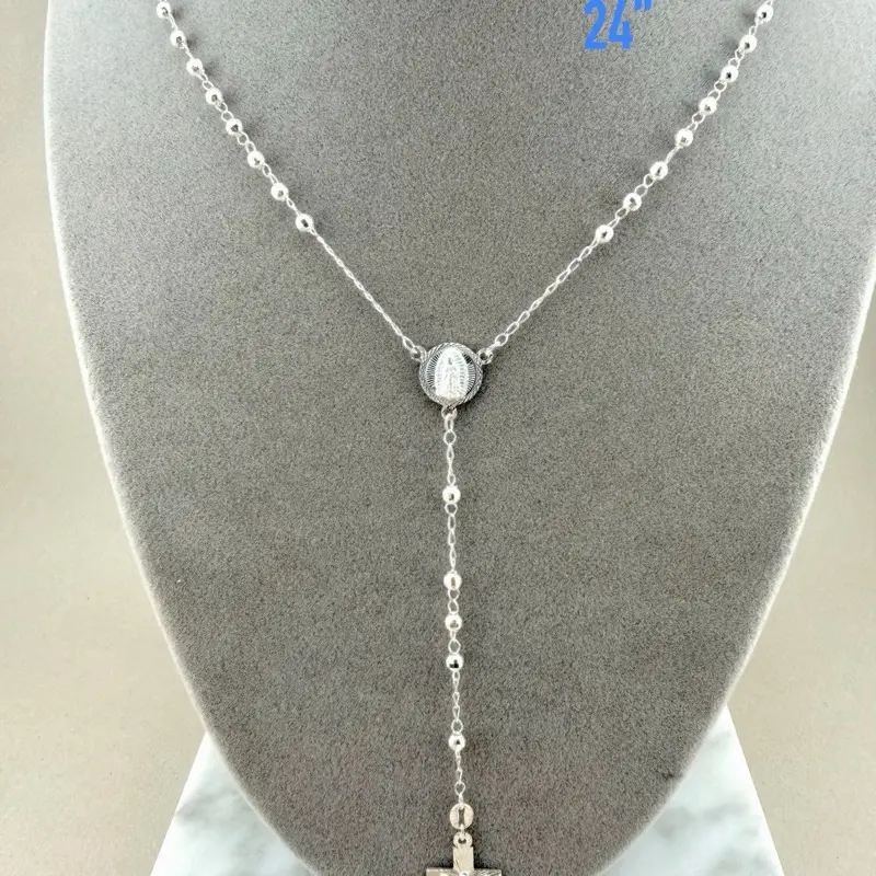 Silver 925 Rosary necklace 24” - faith and spiritual , Symbolic, Adult