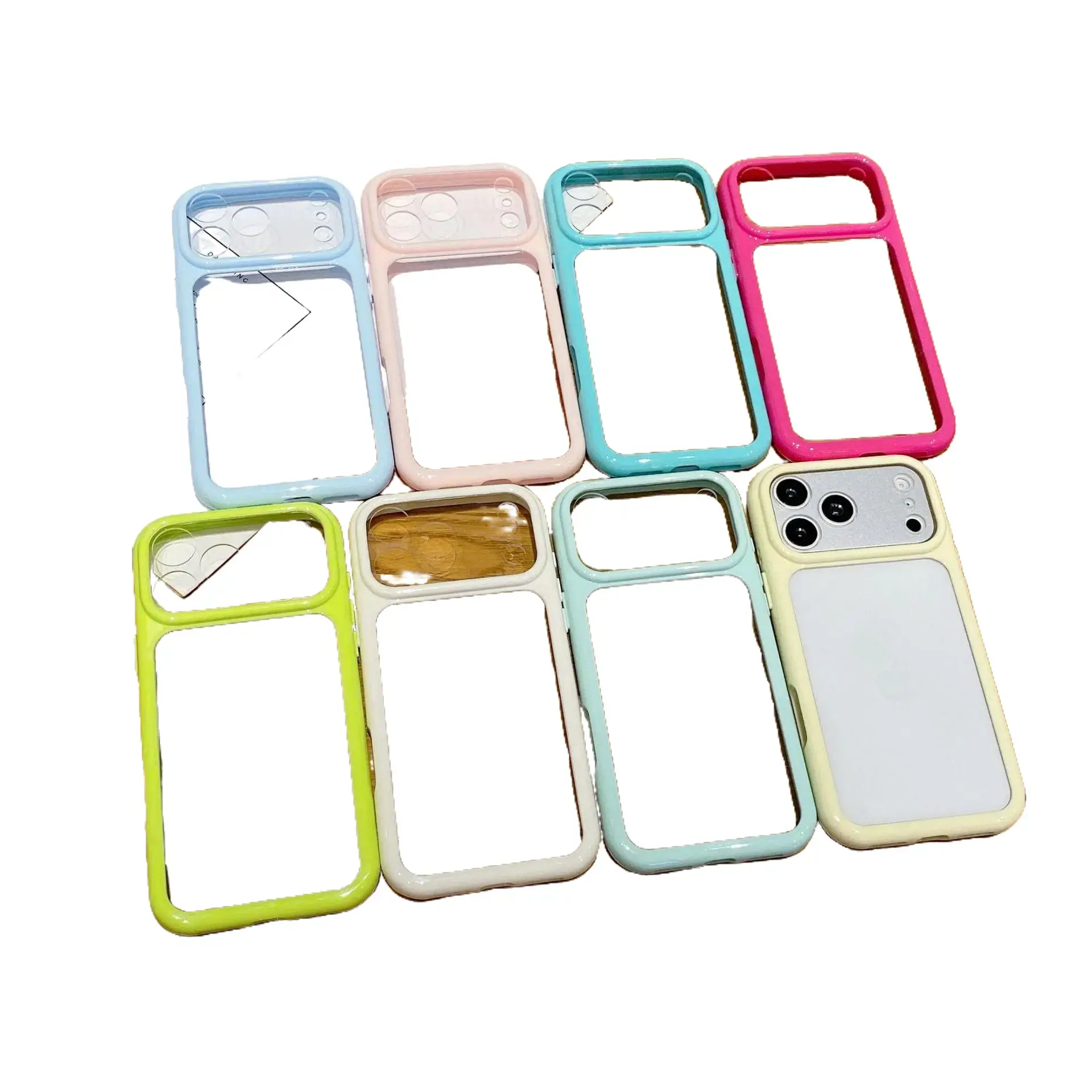 Starry Sky Phone Case Protective Anti-fall Cover, Soft Rubber, for All Models iPhone Series, with Colorful Macaron Aesthetic Frame Design
