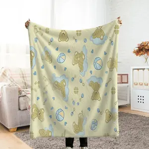 Soft Blanket with Cute Teddy Bear and Baby Toy Patterns, Thick Faux Fur Blanket, Bedroom Layering Blanket, Couple Memorial Blanket, Extra Large Double Blanket, Living Room Throw