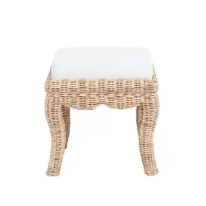 Rowan 19.7" Bohemian Designer Woven Rattan/Wood Vanity Stool Rowan 19.7" Bohemian Designer Woven Rattan/Wood Vanity Stool
