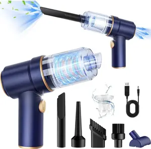 USB Powered Handheld Car Vacuum Cleaner 4500Pa Suction & Air Duster 120W High Power Wet Dry with LED Light & Multiple Nozzles for Car Home Portable Cordless