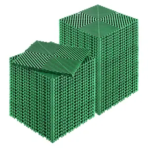 VEVOR Interlocking Drainage Mat, 10'x10' Modular Interlocking Cushion Durable PP Material, 50 Pcs Splicing Drainage Mats, Non-Slip Drainage Floor Tile and Shower Mat, for Garden, Kitchen, Green