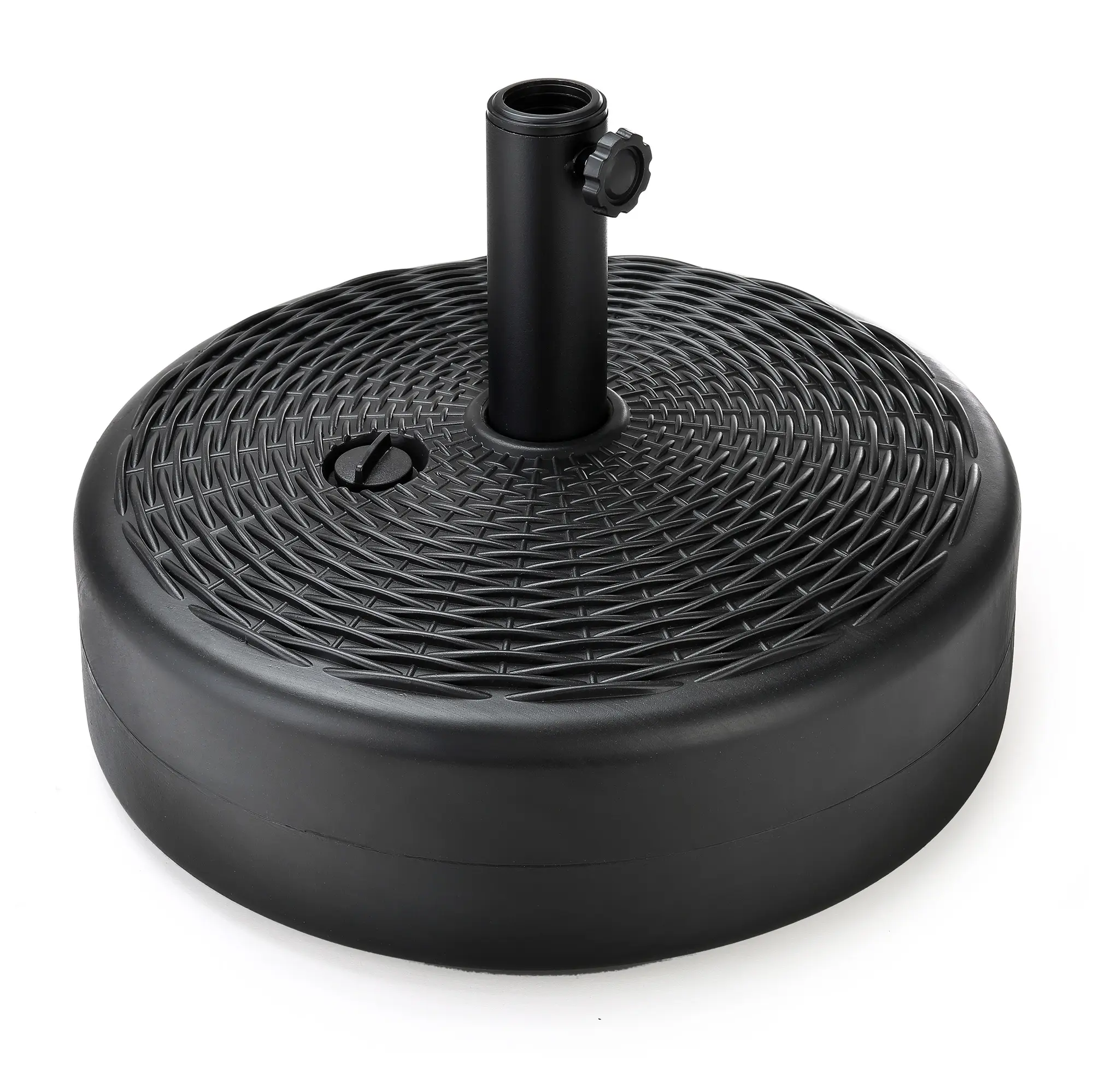 Home Zone Living 40lb Round Fillable Patio Umbrella Base Stand, 18in, Pole Holder, Water, Sand, Fits Poles Up to 1.9in(48mm) Diameter, UV Resistant
