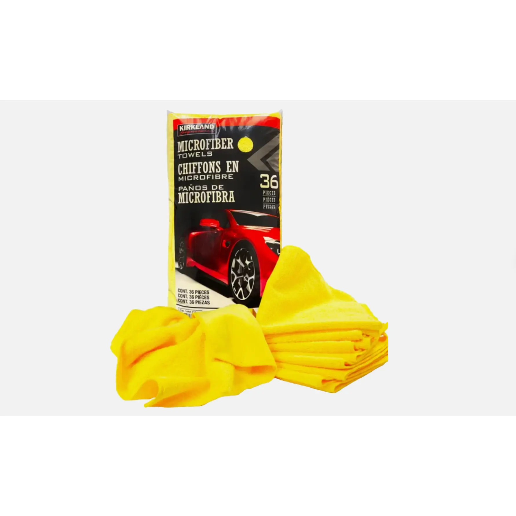 Kirkland Signature Ultra Plush Microfiber Towels 36-Pack – 16" x 16" Yellow Cleaning Cloths