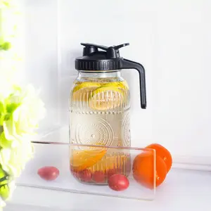 Glass Pitchers with Lid, 64OZ Leak-Proof Airtight Mason Jars, Wide Mouth Water Jugs for Cold Brew Coffee, Iced tea, Milk, Food Storage, Sun Tea Jar