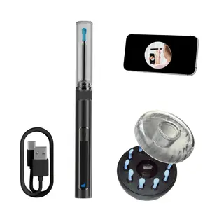 Visual Earwax Removal Kit with 10 Replaceable Silicone Tips, Built-In Battery, USB Charging Cable, Compatible with iOS & Android
