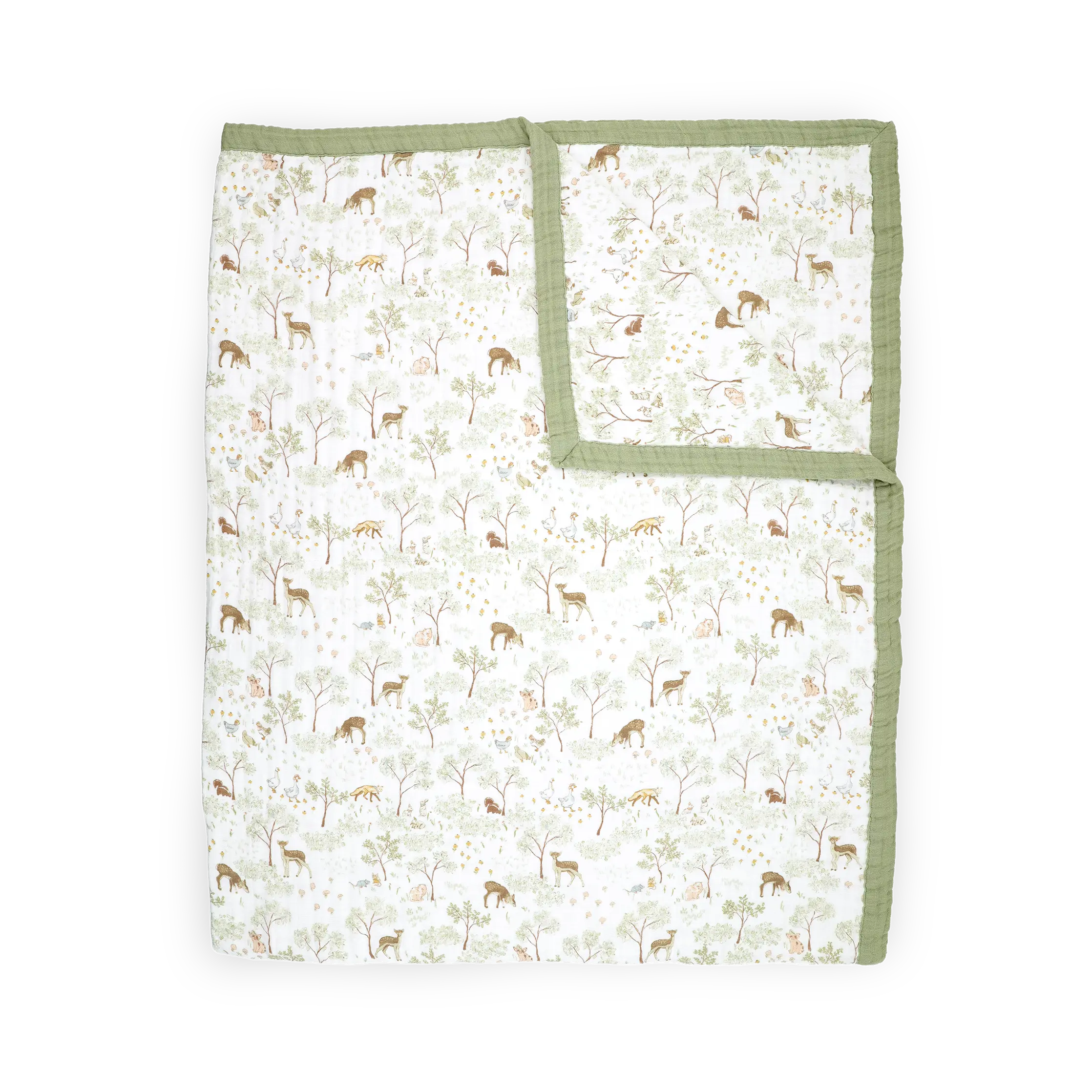 Cotton Muslin Quilted Throw - Woodland Friends