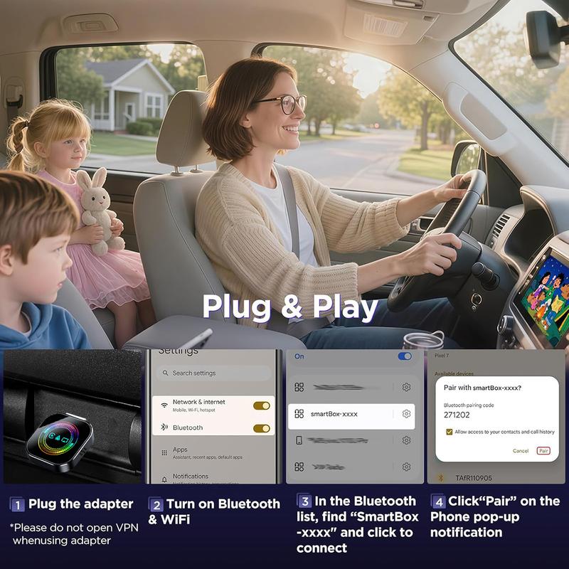 Yurnlv - 2026 new 3 in 1 AirPlay Upgrade, with wired to wireless CarPlay adapter, screen mirror only for TikTok/YouTube, car must have factory-installed wired CarPlay