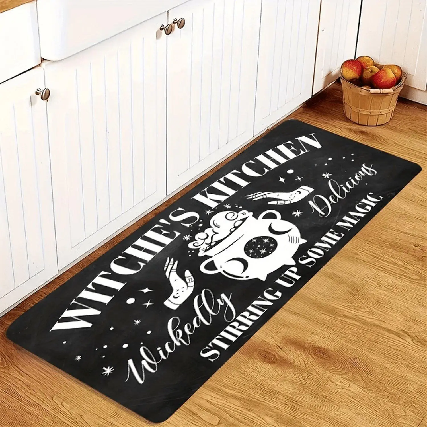 Witch's Kitchen Magic Cauldron Print Flannel Non Slip Indoor Kitchen Rug