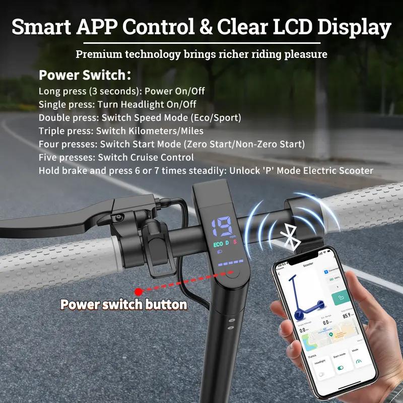 Electric Scooter -19 MPH Max Speed, 8.5''Honeycomb Solid Tires, 350W Motor, 12 Miles Range,Adjustable Speed Foldable Commuter Scooter with Dual Braking System &App Control School Scooters