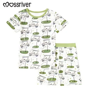 MOSSRIVER Baby Toddler Boys Soft Bamboo Short Sleeve Pajama Set - Golf Course Print Sleepwear Gift