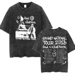 #SZAA #KendrickLamarr Grand National Tour 2025 Loose Washed T Shirts, GNX Unisex Washed T-Shirt, rap music t-shirt, Hip Hop Rap