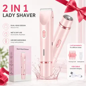 Mother's Day Gift, Electric Hair Trimmer for Women, 2 in 1 Body & Facial Hair Removal Double Head Trimmer for Face Underarm Legs, Gifts for Girl, Women's Electric Shaver, Bikini Shaver for Women, Rechargeable,Dual-Head,Trimmer tiktokshopspringglowu