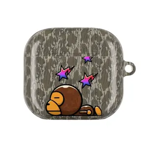 Cute Cartoon Monkey AirPods Pro Case – Camouflage Pattern Protective Earbuds Cover with Colorful Star Design, Shockproof Hard Shell, Lightweight Portable Accessory for AirPods Pro 1 2 3 , Airpod 1 2 3 4 Z1111