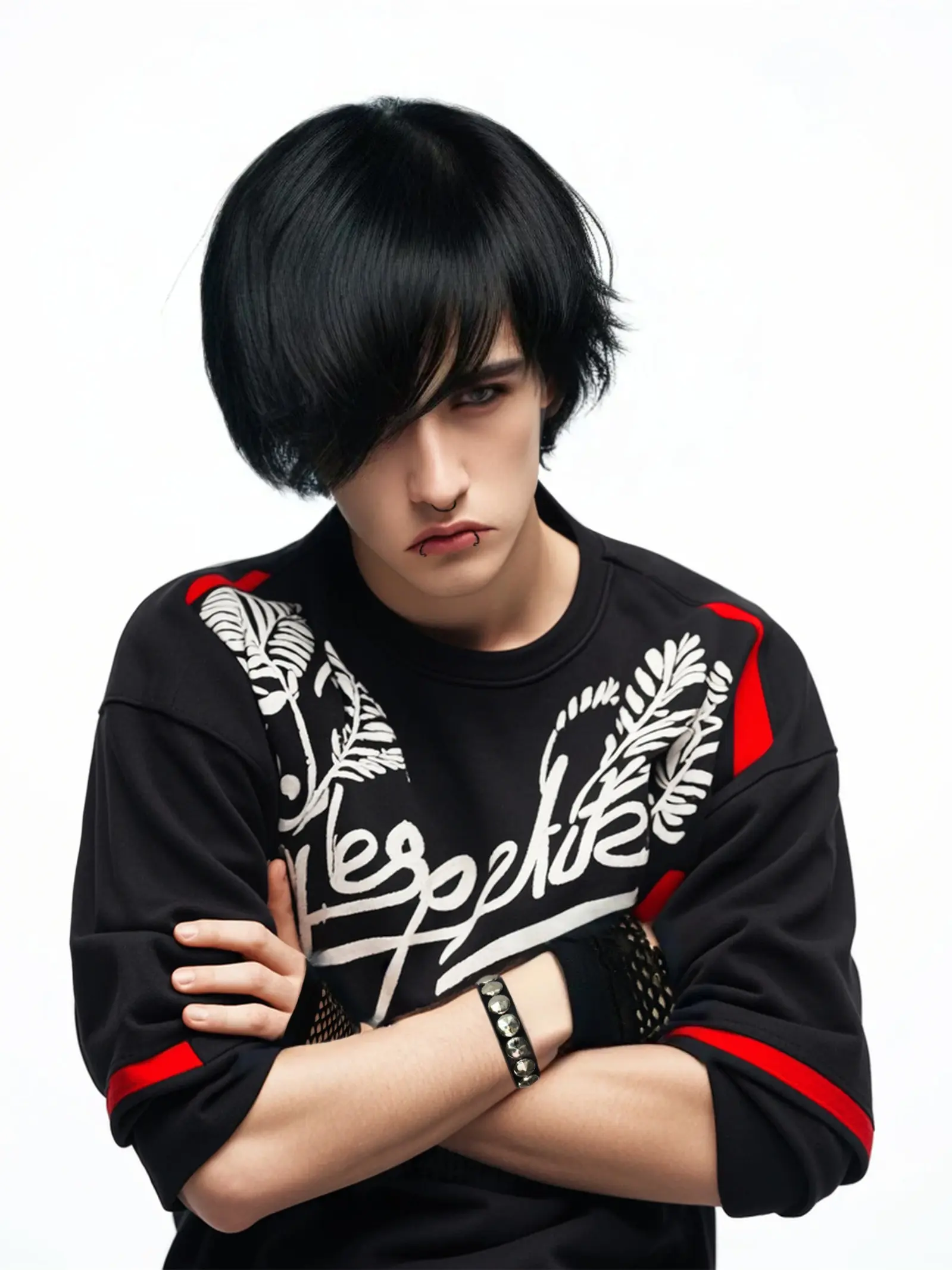 Synthetic Wig, Straight Cosplay Wig with Bangs, Goth Pop Punk Style for Halloween Party, Perfect for Costume Events and Themed Parties, Pixie Cut Wig, Synthetic Fiber Wigs, Synthetic Material Wigs