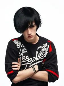 Synthetic Wig, Straight Cosplay Wig with Bangs, Goth Pop Punk Style for Halloween Party, Perfect for Costume Events and Themed Parties