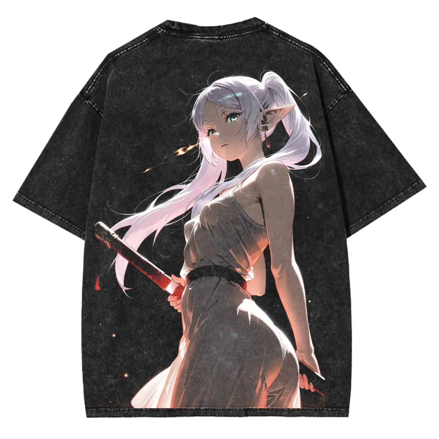 Frieren: Beyond Journey's End Oversized Washed Tee - 260GSM