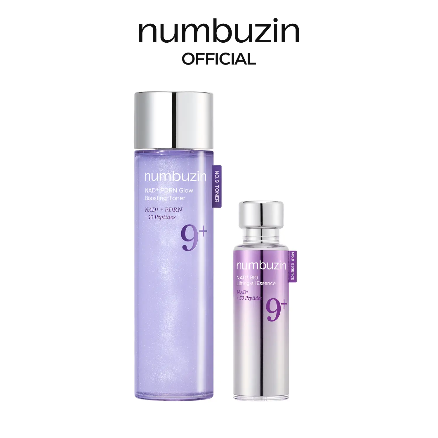 [numbuzin Official] No.9 NAD+ Glow Set | No.9 NAD+ PDRN Glow Boosting Toner + No.9 NAD+ BIO Lifting-sil Essence | Glowing, Firming, Hydrating | Peptides, NAD+, PDRN | Easy Skincare Routine