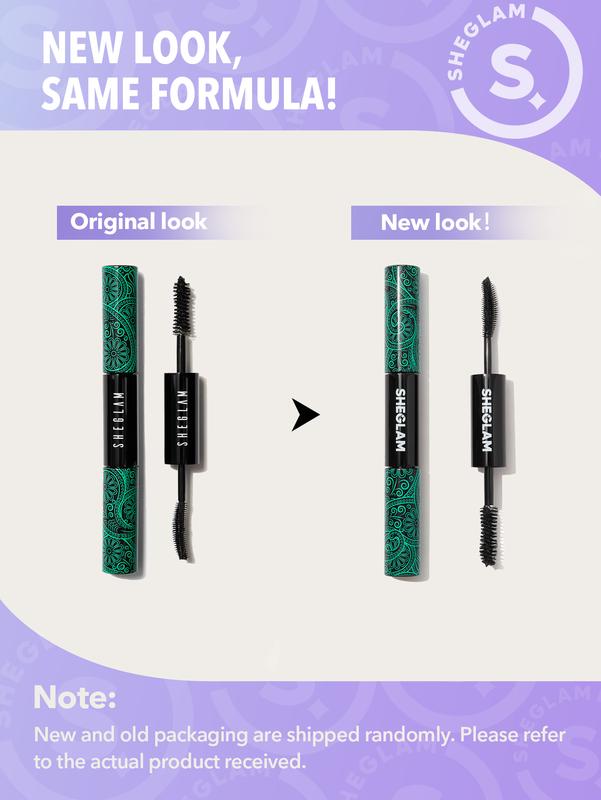 SHEGLAM All-In-One Volume & Length Mascara 2 In 1 Waterproof Volumizing Dual-Ended Brush Lengthening Curling Thick Lash Lifting Long Lasting Mascara Eye