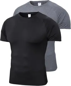 2 or 3 Pack Men's Cool Dry Compression Shirts Short Sleeve Sports Athletic Workout Base Layer Undershirt Tops