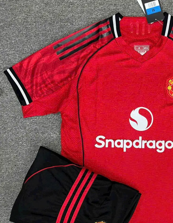 Men's Classic Red & Black Athletic Soccer Jersey Set - Short Sleeve Sports Shirt with Black Shorts Kit
