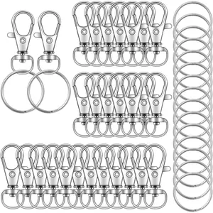 70 count Swivel Snap Hooks with Key Rings, Metal Lobster Claw Clasp,  Rings for Crafts 1.25inch/32mm