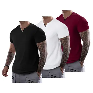 JMIERR Mens Casual Muscle Slim Fitted T Shirt Short Sleeve V-Neck Soft Tee Shirt,Gym Workout Athletic Menswear Tops,Men's clothing for Daily Wear,Fashion Outfits 2026